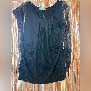 Pretty Flowing Women’s Black Blouse